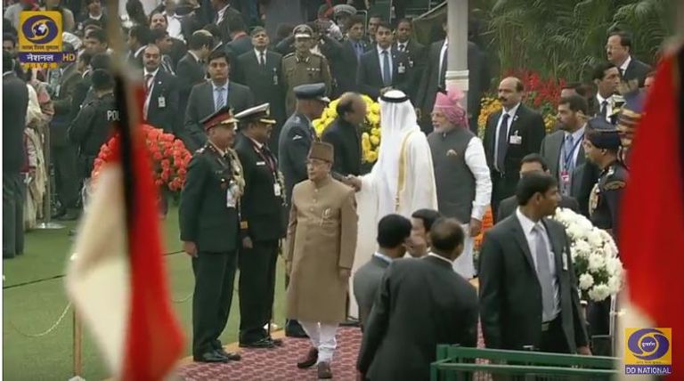 الشيخ محمد بن زايد ومودي في الاحتفال