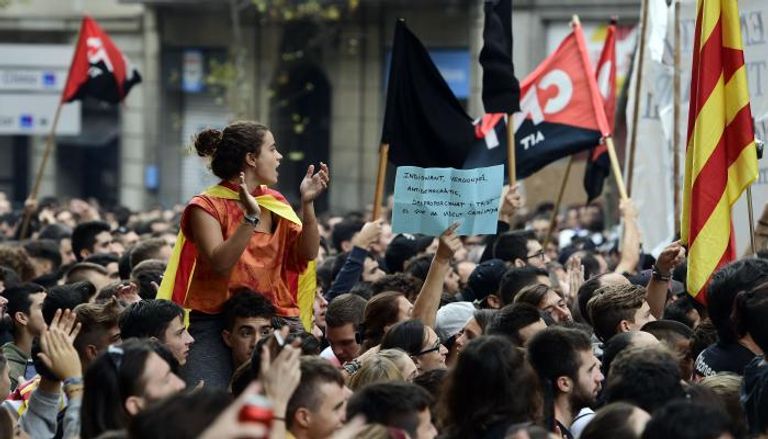 مظاهرات على هامش إضراب كتالونيا