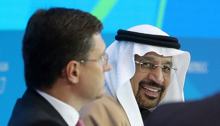 وزير الطاقة الروسي نوفاك مع نظيره السعودي خالد الفالح (تاس)