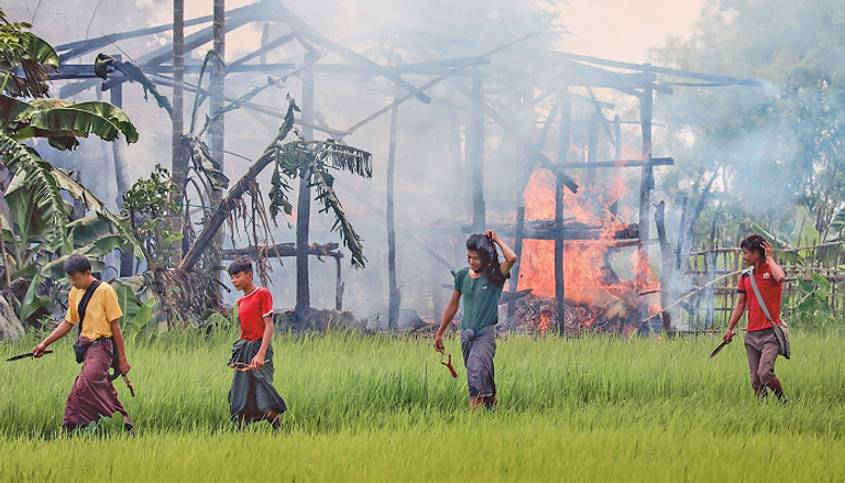أعمال عنف وحرق منازل ضد أقلية الروهينجا 