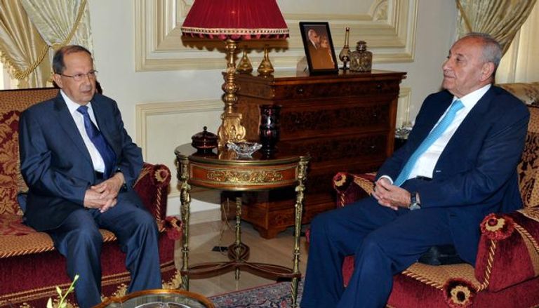 الرئيس ميشال عون ورئيس مجلس النواب نبيه الحريري مجلس النواب اللبناني