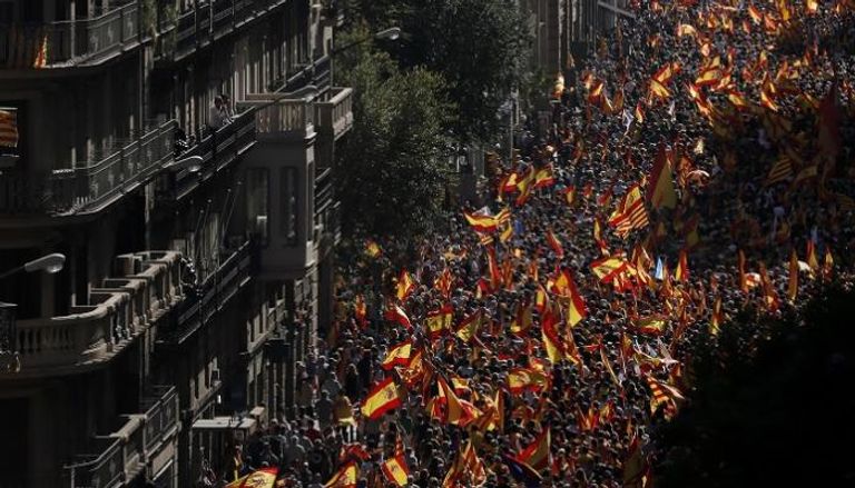 جانب من الاحتجاجات في إسبانيا 