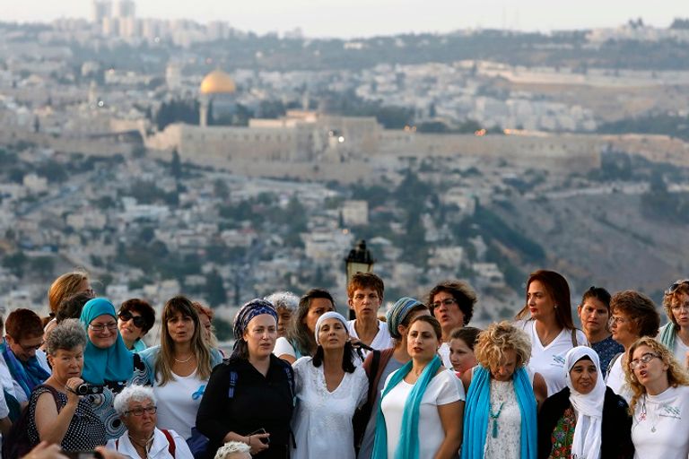 جانب من المسيرة من أجل السلام بين إسرائيل والفلسطينيين