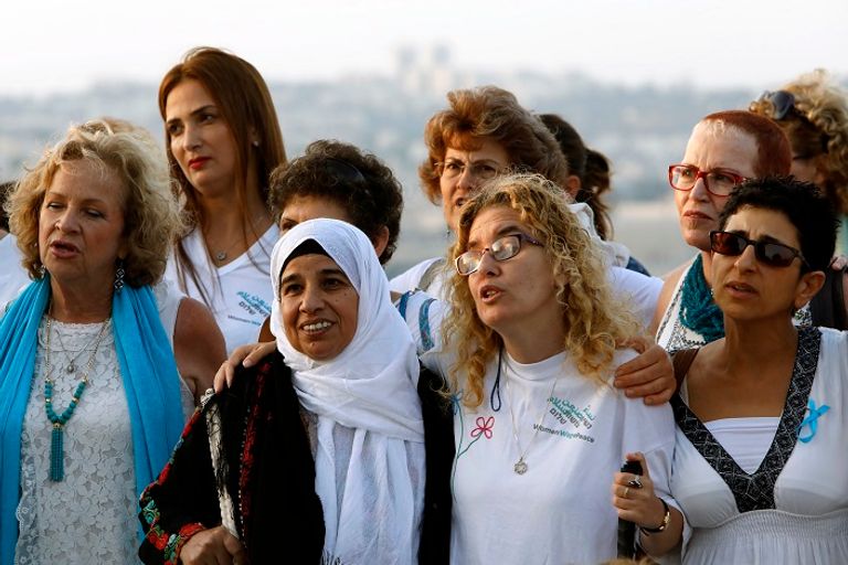 جانب من المسيرة من أجل السلام بين إسرائيل والفلسطينيين