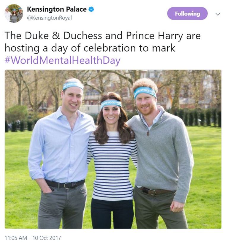 وليام وهاري وكيت يحتفلون باليوم العالمي للصحة النفسية