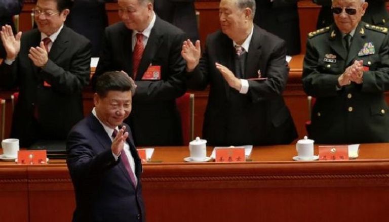 الرئيس الصيني قبيل إلقاء كلمته
