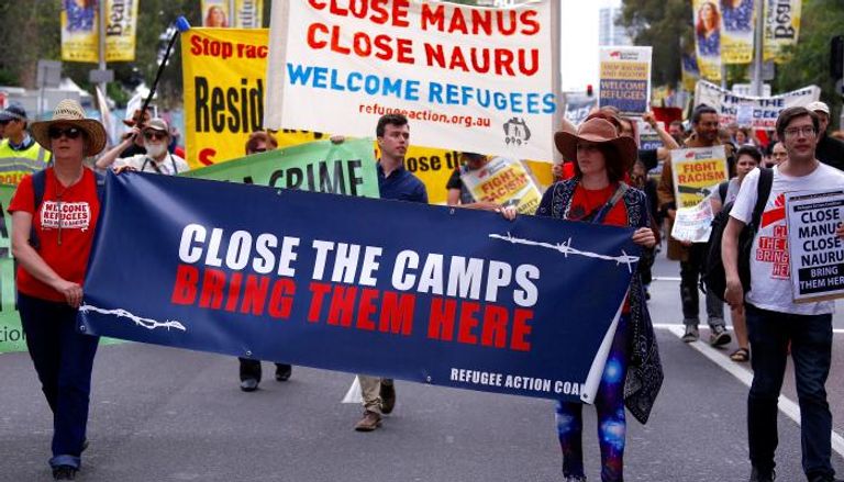 مظاهرة تطالب السلطات بتخفيف القيود على دخول اللاجئين لأستراليا