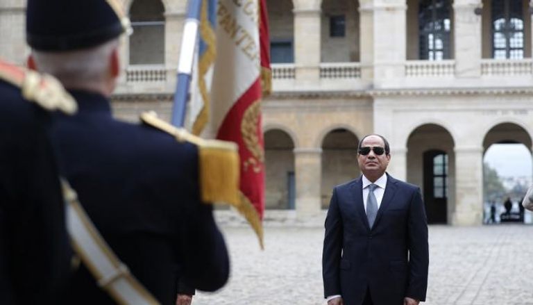 جانب من المؤتمر الصحفي بين السيسي وماكرون