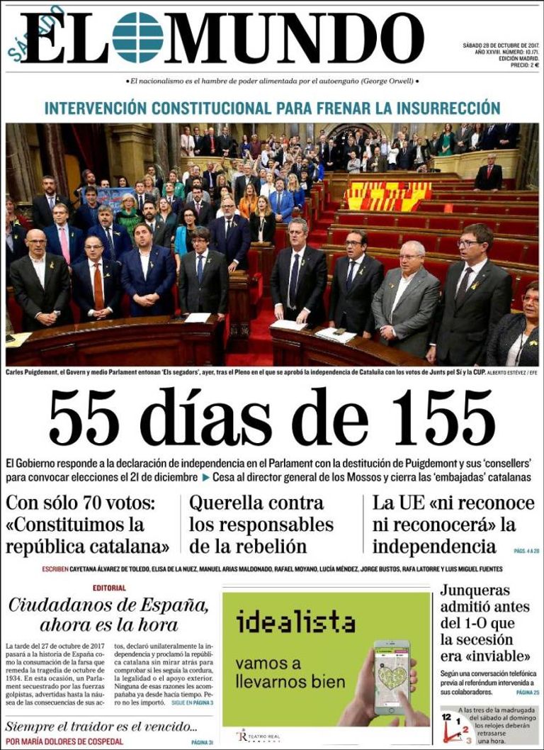 الصحف الإسبانية توحدت في الموقف ضد حكومة كتالونيا