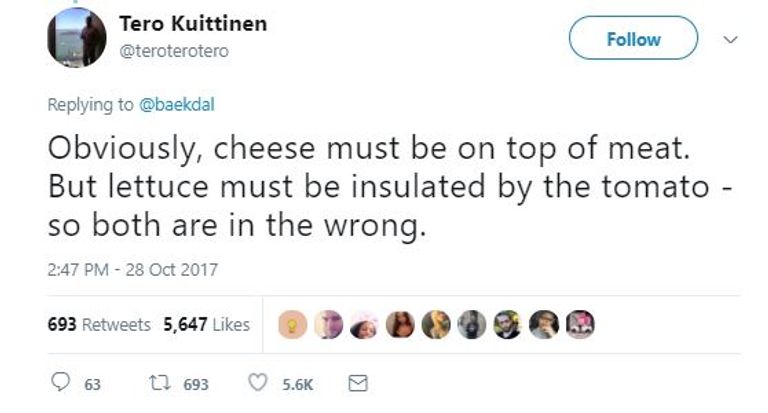 الهمبرجر أثار جدالًا على تويتر