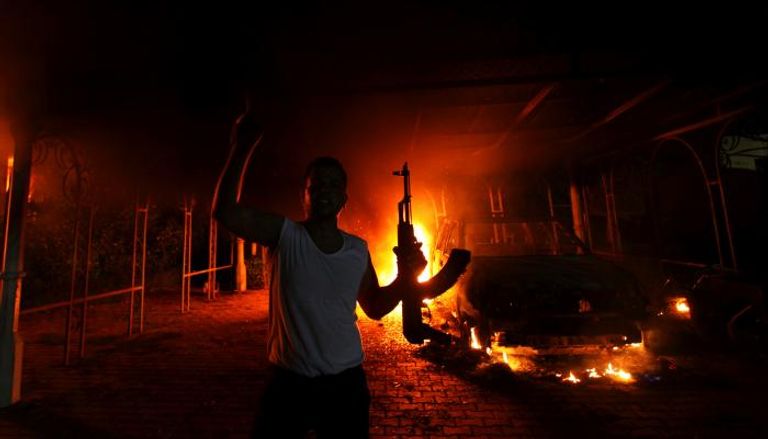 القنصلية الأمريكية في بنغازي بعد الهجوم عليها في 2012