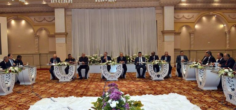 جانب من اجتماع اللجنة المصرية المعنية بليبيا بالقاهرة