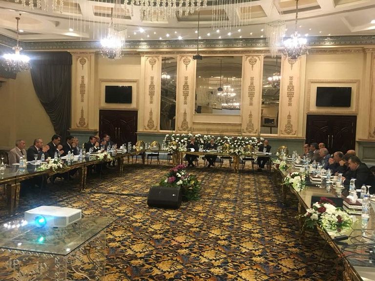 جانب من اجتماع اللجنة المصرية المعنية بليبيا بالقاهرة