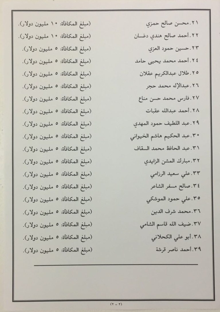 قائمة بـ40 مسؤولا عن تخطيط وتنفيذ ودعم الأنشطة الإرهابية للحوثيين