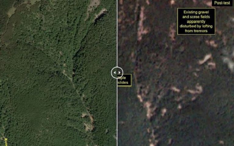 موقع قبل وبعد التجربة النووية زعيم كوريا الشمالية