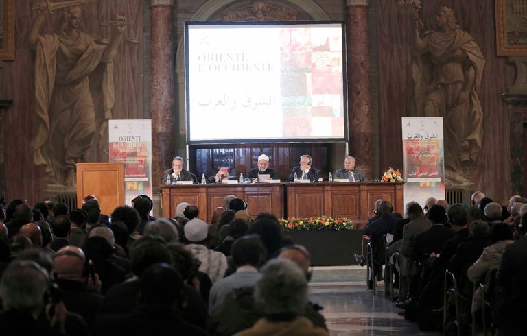 شيخ الأزهر الدكتور أحمد الطيب خلال كلمته بروما