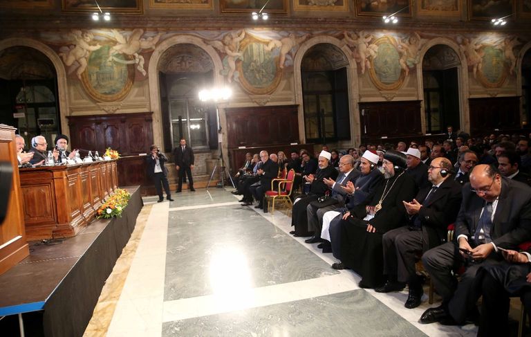 شيخ الأزهر الدكتور أحمد الطيب خلال كلمته بروما