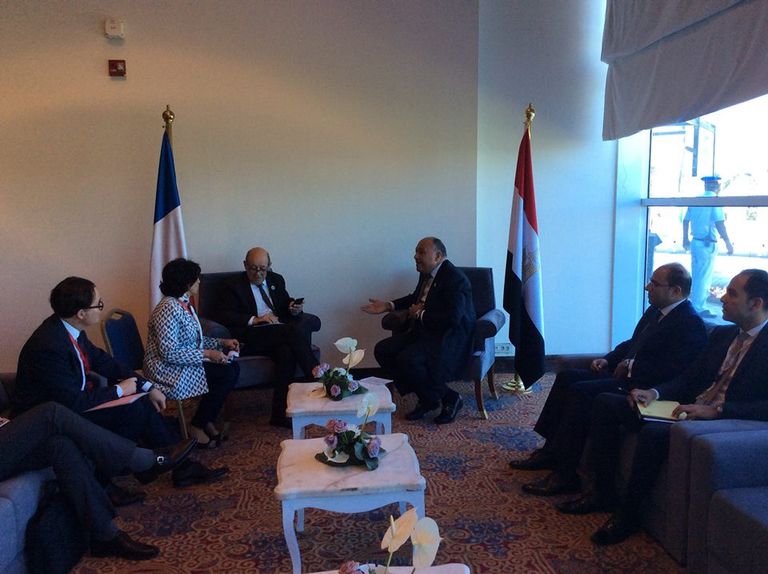 شكري خلال لقائه نظيره الفرنسي في جنوب سيناء