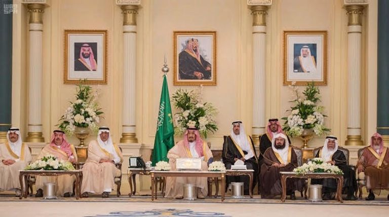 خادم الحرمين الشريفين الملك سلمان بن عبدالعزيز خلال حفل الاستقبال