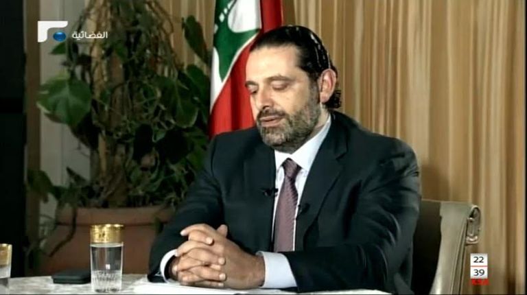 رئيس الوزراء اللبناني المستقيل، سعد الحريري، خلال اللقاء