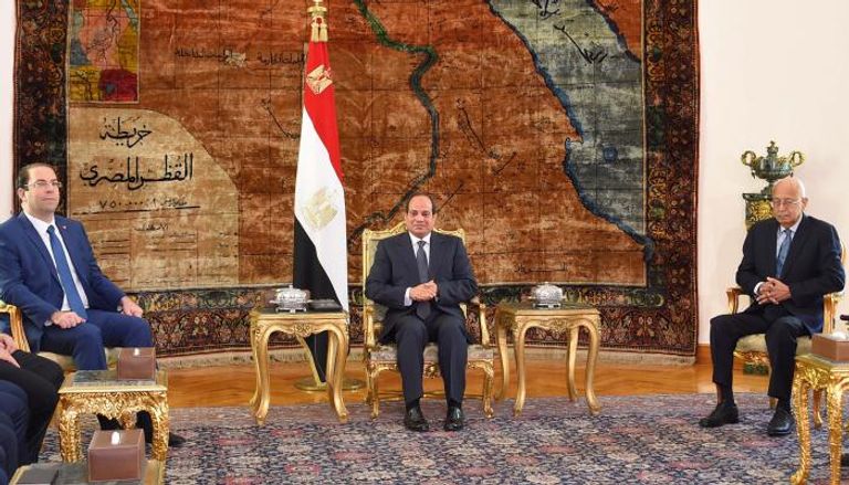 لقاء الرئيس المصري عبدالفتاح السيسي ورئيس الحكومة التونسية يوسف الشاهد