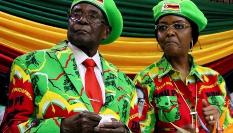 روبرت موجابي رئيس زيمبابوي وزوجته