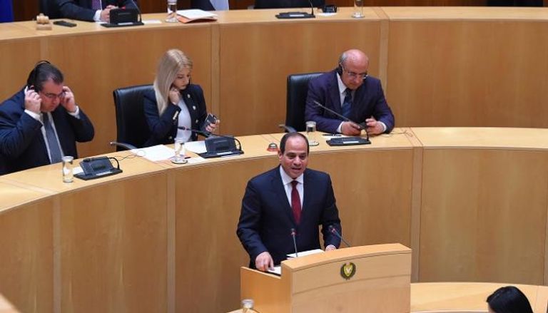 السيسي يلقى كلمته أمام البرلمان القبرصي