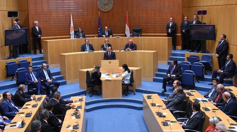 السيسي يلقى كلمته أمام البرلمان القبرصي