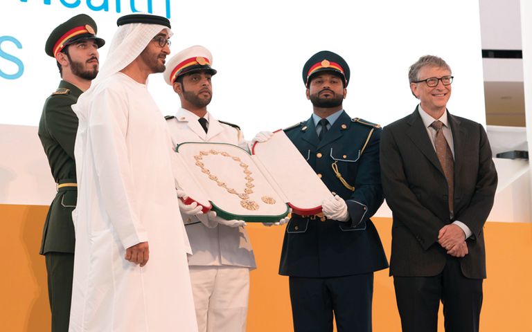 الشيخ محمد بن زايد خلال إطلاقه مبادرة القضاء على الأمراض المعدية