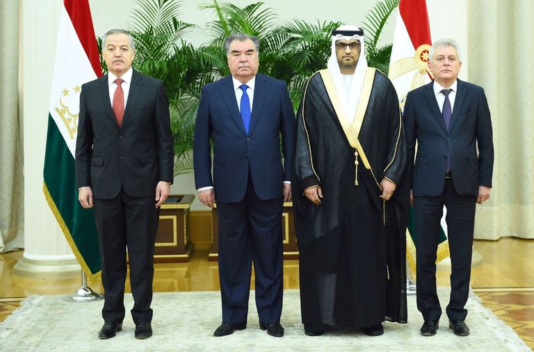 الرئيس الطاجيكي والدكتور محمد أحمد بن سلطان الجابر 