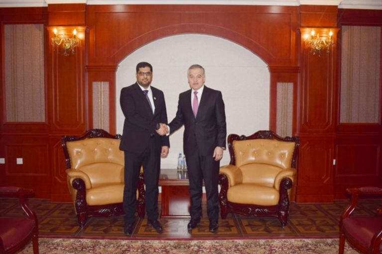 الرئيس الطاجيكي والدكتور محمد أحمد بن سلطان الجابر 