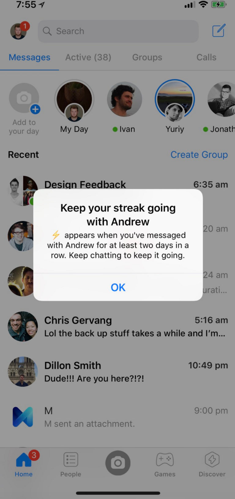 فيسبوك تنسخ ميزة "streak" من سناب شات