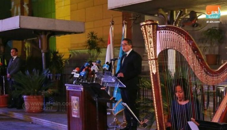 وزير الآثار المصري أثناء احتفالية المتحف المصري