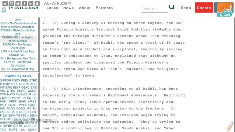 برقية أمريكية تكشف العلاقة بين إيران وحزب الله والحوثيين