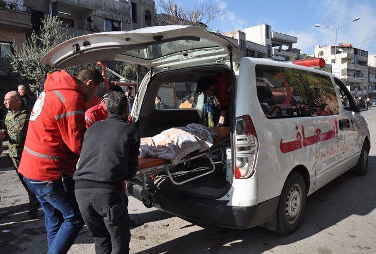 قوات الأمن السورية في موقع الانفجار - أ. ف. ب