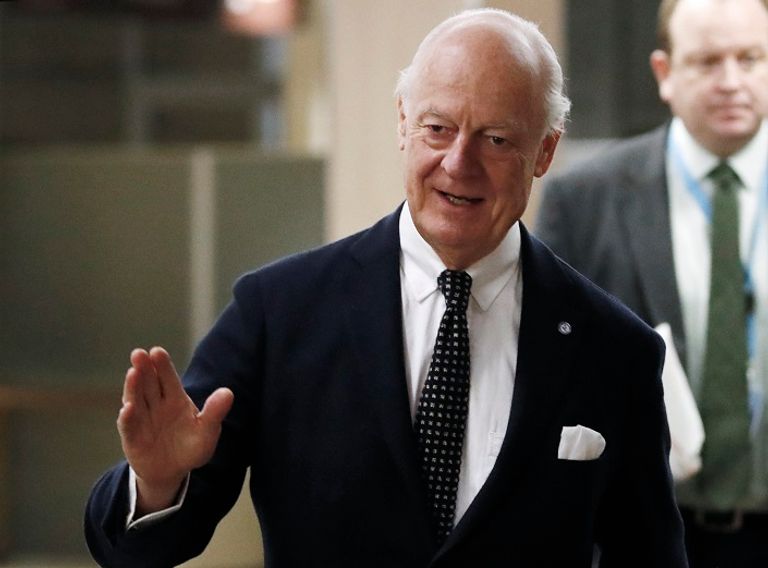 بشار الجعفري رئيس وفد النظام السوري في محادثات جنيف - أ. ف. ب