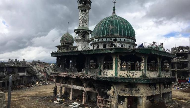 أحد مساجد ماراوي بعد المعركة بين مقاتلي "داعش" والقوات الفلبينية