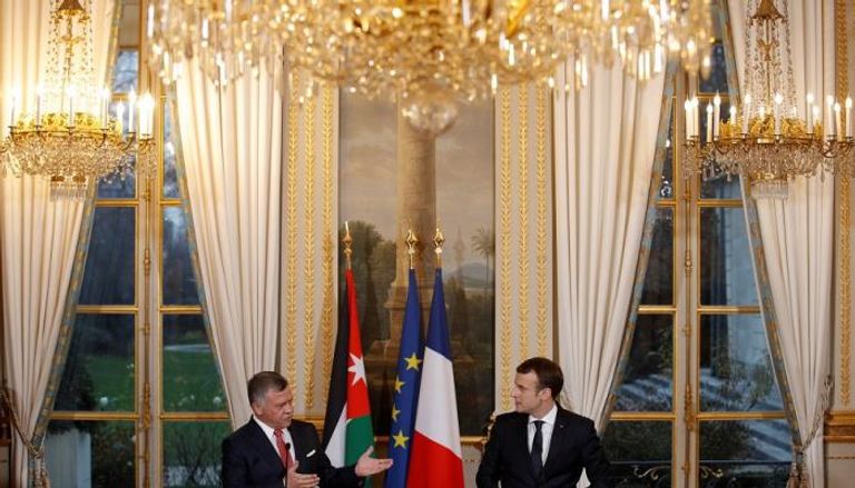 الرئيس الفرنسي والعاهل الأردني في مؤتمر صحفي بباريس