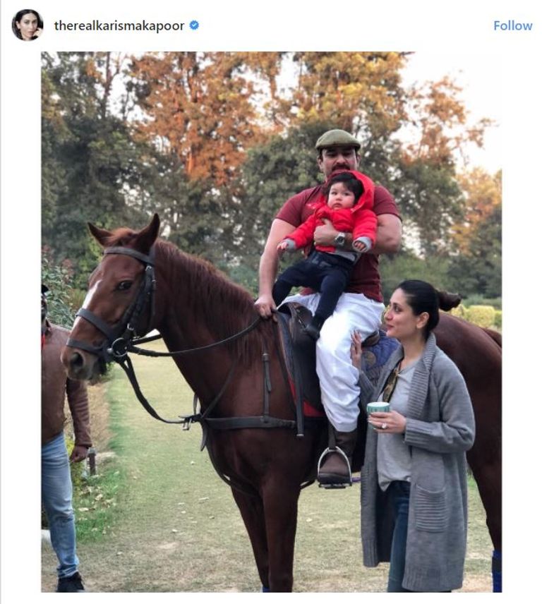 تيمور لأول مرة على حصان مع والده سيف علي خان