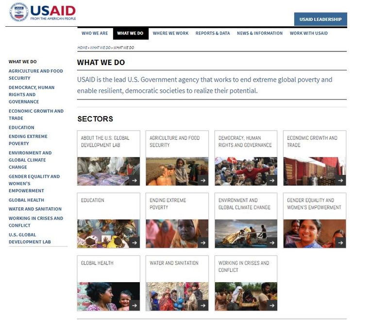 الصور المختلفة للمساعدات الأمريكية في موقع USIAD الرئيس الأمريكي دونالد ترامب يلوح بسلاح المساعدات (الفرنسية)