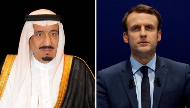 العاهل السعودي الملك سلمان بن عبدالعزيز  والرئيس الفرنسي ماكرون