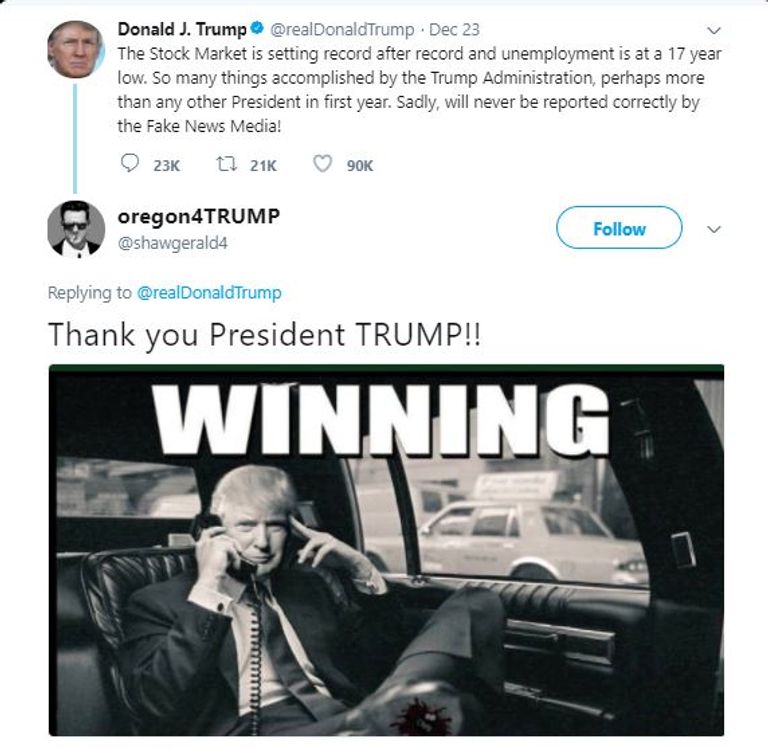 ترامب أعاد تغريد الصورة إلى أكثر من 45 مليونا من متابعيه ترامب يواصل هجومه الشرس على الإعلام