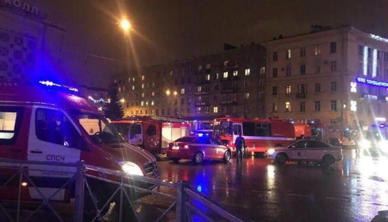 موقع هجوم سان بطرسبرج الذي أسفر عن إصابة 14 شخصا الشرطة فى موقع هجوم سان بطرسبرج