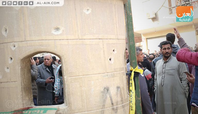 آثار إطلاق الرصاص على جدران كنيسة مارمينا بضاحية حلوان إحباط تفجير كنيسة جنوب القاهرة