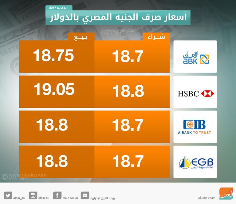  الدولار عند أعلى سعر  في بنوك أجنبية مصرية 