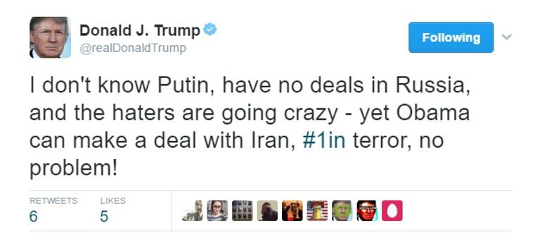 ترامب نفى أي علاقة تربطه بوتين