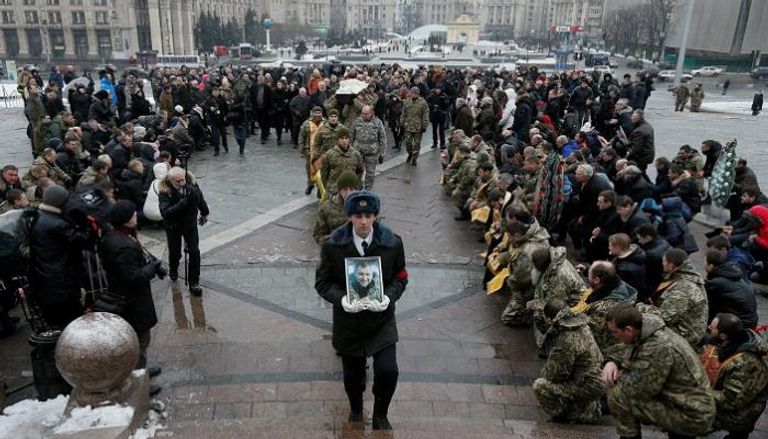 جنازة أحد الجنود الأوكرانيين فى كييف 