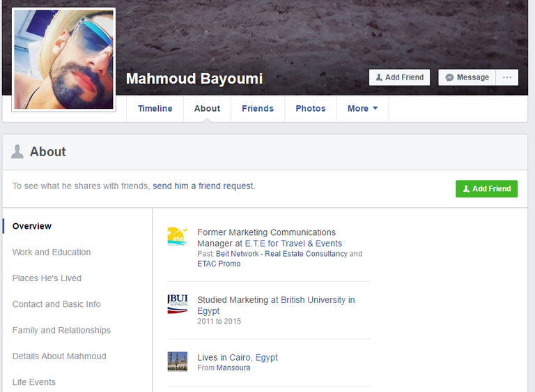 صور للضحية من حسابه الشخصي على موقع الفيسبوك