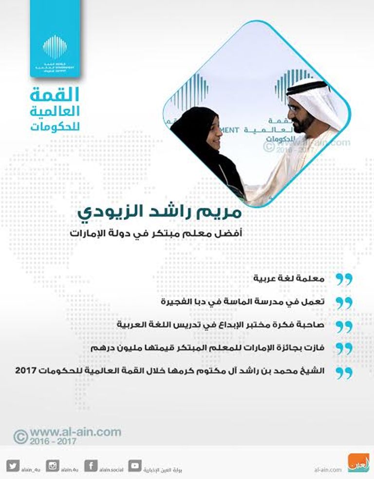 تكريم مريم الزيودي خلال القمة العالمية للحكومات