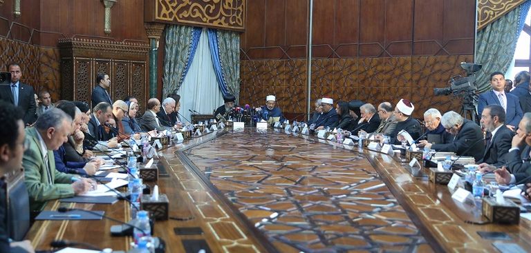 شيخ الأزهر والبابا تواضروس خلال الاجتماع